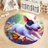 Free shipping! Playful Puppy and Butterfly Garden Round Rug round carpet for home sofa bedroom, gift