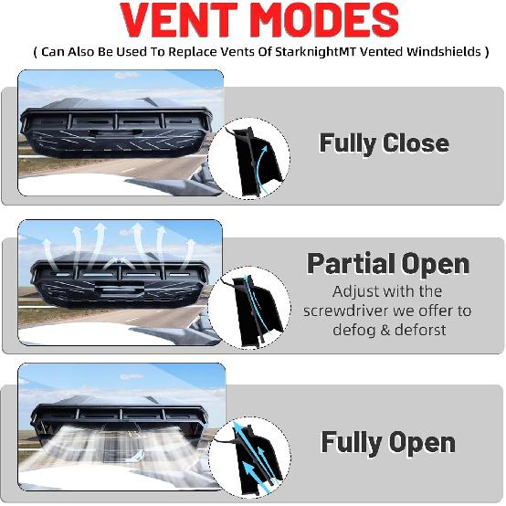 StarknightMT 2PCS UTV Windshield Vents UTV Roof Vents Compatible with Polaris RZR General Ranger, Maverick Commander, Pioneer, Teryx KRX Mule, For