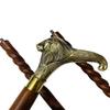 Canne de Marche en Bois avec Poignée en Laiton de Style Antique Victorien Vintage de Créateur
