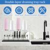 Cup Drying Rack Bottle Drain Tray Organizer Rack Kitchen Household 2 Layers Glass Cup Stand Drying Shelf Multifunctional