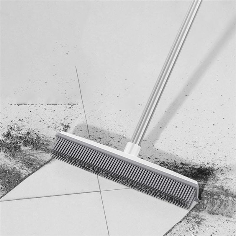 2 In1 Rubber Broom Brush Pet Hair Remover Bristle Carpet Cleaning Broom Sweeping