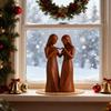 Sister Figurine Standing 2/3/4 Women Wooden Sculpture Friendship Gifts for Best Friends Women Desktop Ornament for Home Decor