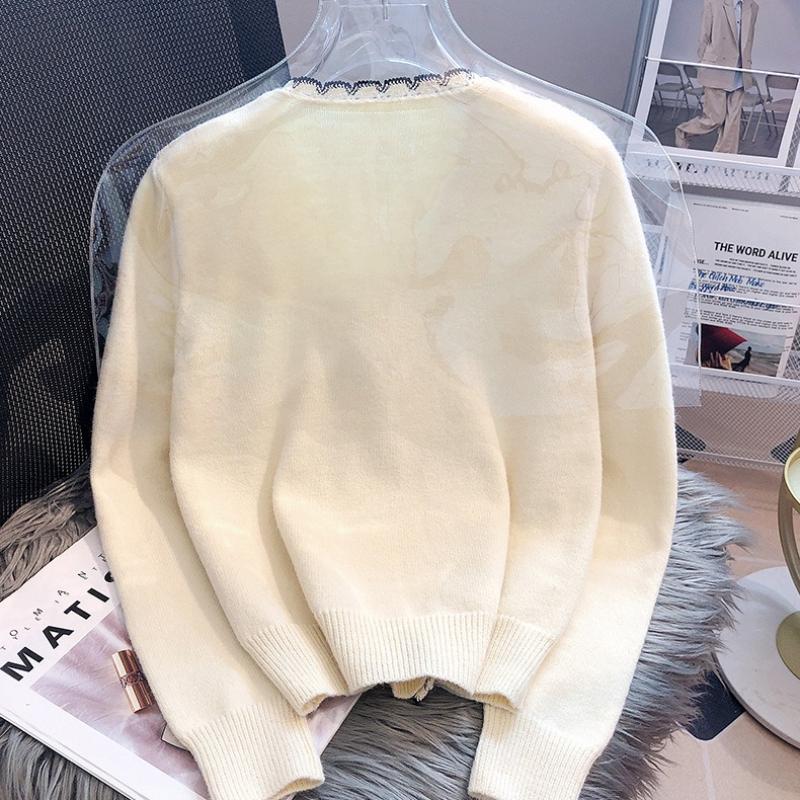 Coat Women Autumn Winter Long Sleeve Top Thick Fashion Lace Knit Sweater Cardigan