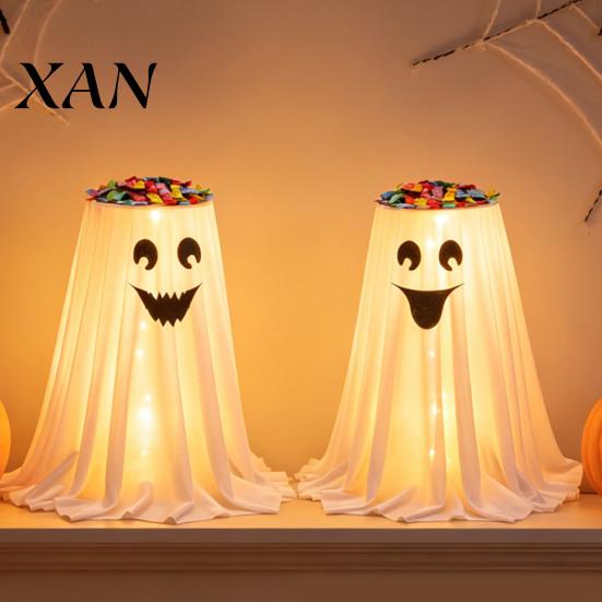 Creative Holiday Table Centerpiece Halloween Ghost Candy Bowl Stand with Remote Control, Large LED Lighted Event Tableware Cute Holder for Front Door