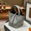 New Genuine Leather Women's Bag Head Layer Leather TOGO Leather 1822CM Vegetable Basket Handheld Bucket Bag Cross Border
