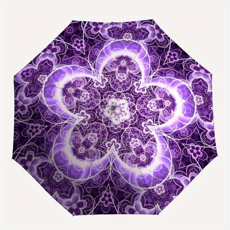 

1pc Purple Floral Mandala Automatic Open/close Folding Umbrella, Compact Portable Travel Umbrella,Cute Umbrella, Durable Construction yy250804048