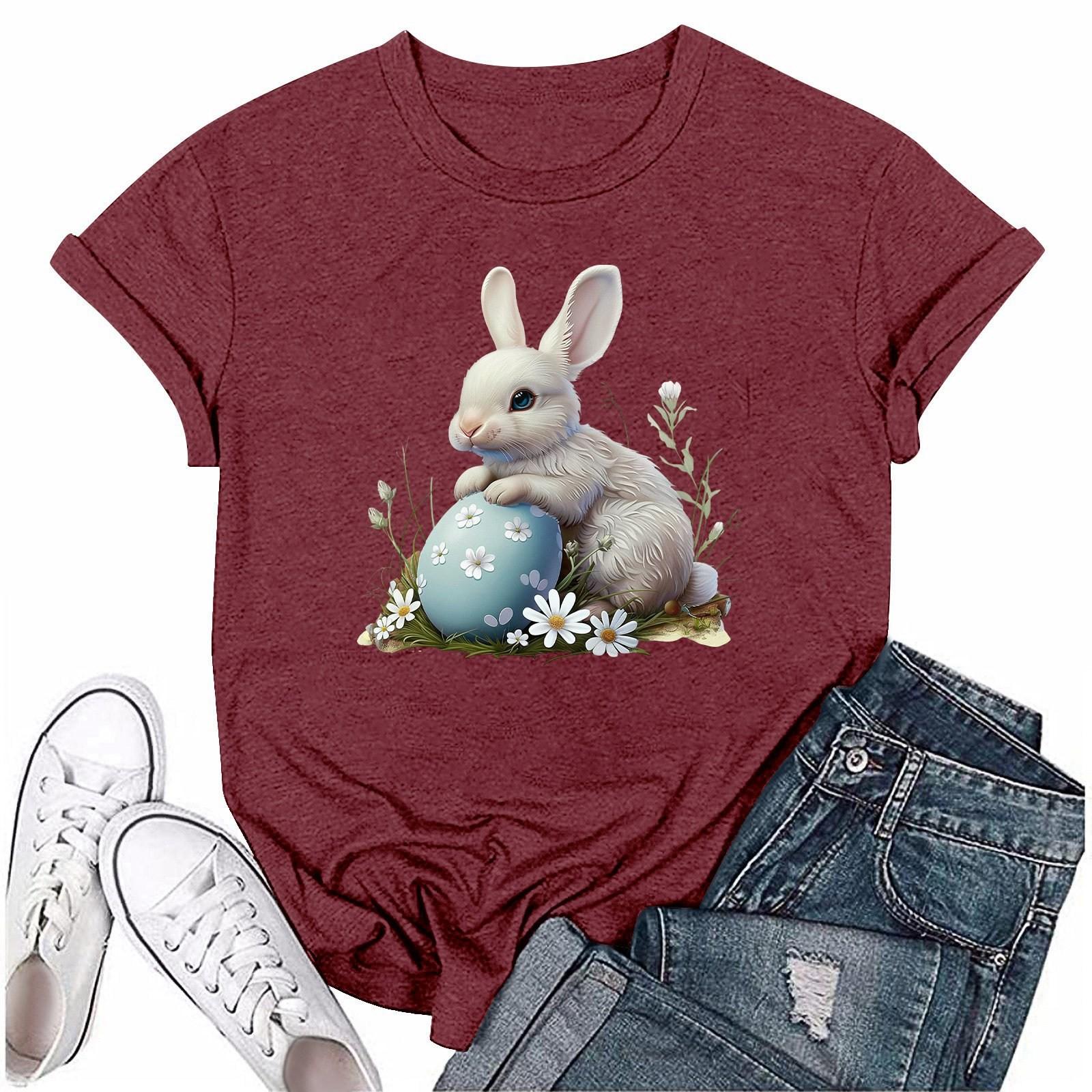 

Женская модная повседневная футболка с круглым вырезом и короткими рукавами M винный