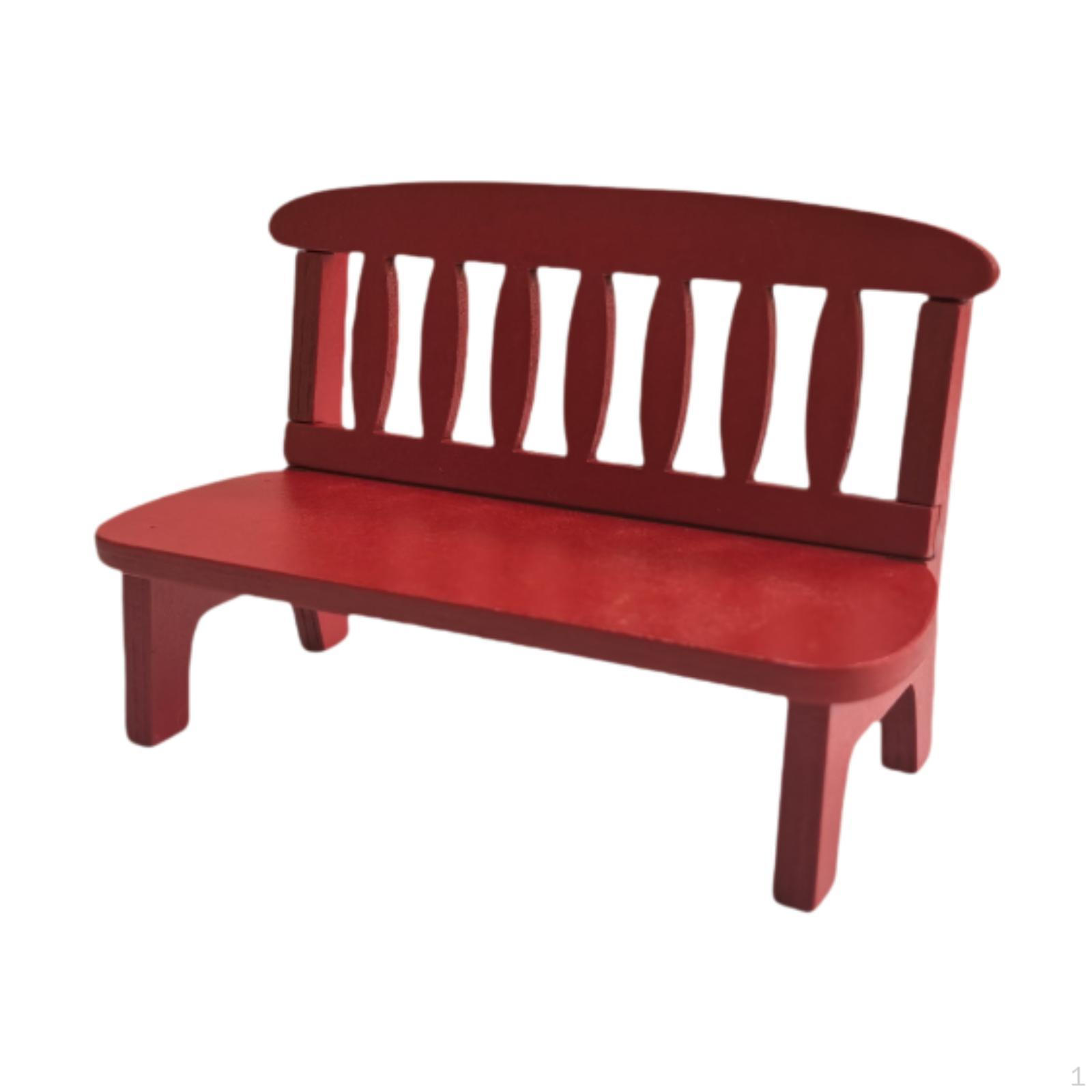 

Мини-деревянная скамейка для кукольного домика, аксессуары для кукольного домика, декор, витрина, креативное ремесло, центральный элемент, реквизит красный