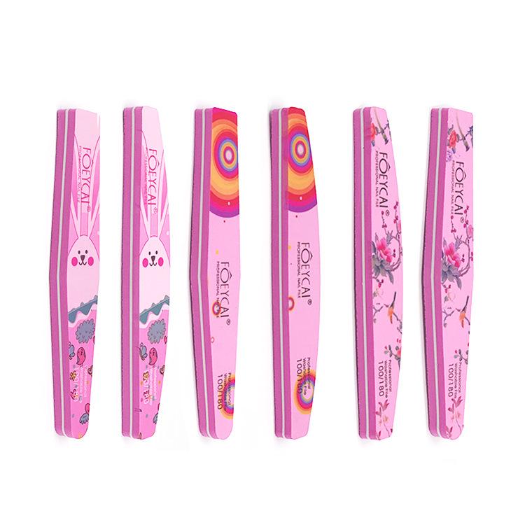 

Cute Rabbit 100/180 Grit Washable Half-Moon Nail Sponge File Half-moon shape (Pattern random delivery) рожевий