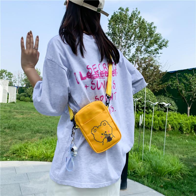 Summer Canvas Phone Bag With Contrast Print Small Purse For Casual Outings