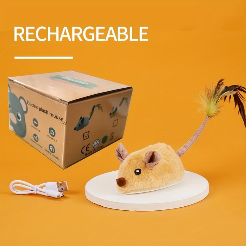 

Интерактивная электрическая игрушка для кошек с хвостом из перьев, плюшевая игрушка в форме мыши для игр с котятами и электрическая игрушка для здоровья зубов домашних животных ONESIZE жёлтый