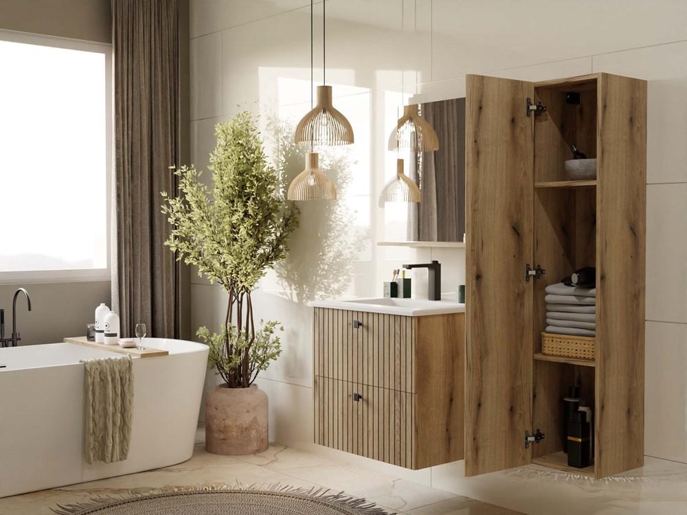 Szafka Pod Umywalkę Tigo 60 2S Dąb Evoke Ryflowany Front + Umywalka