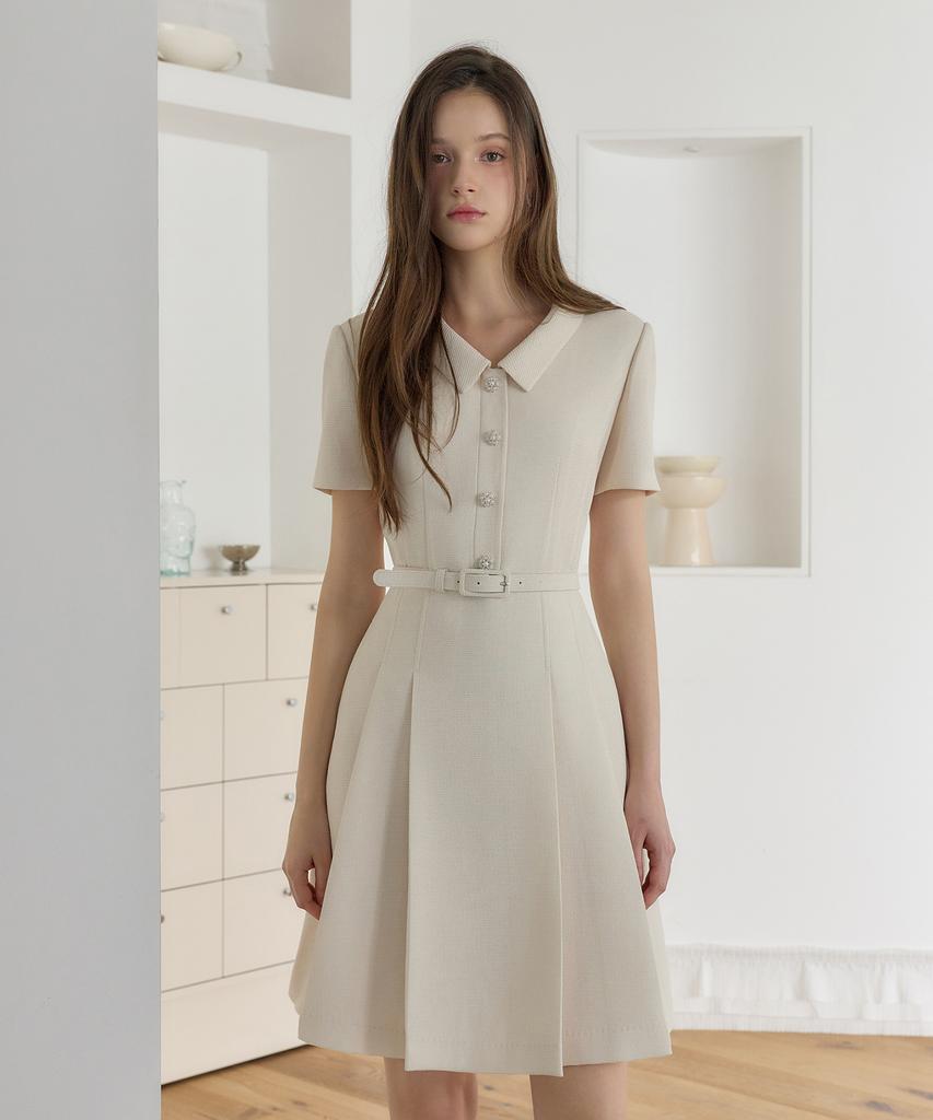 JULIY&CALLA 26Hs Love By You March Summer Tweed Dress Beige Wedding Guest Look Ceremony Look
