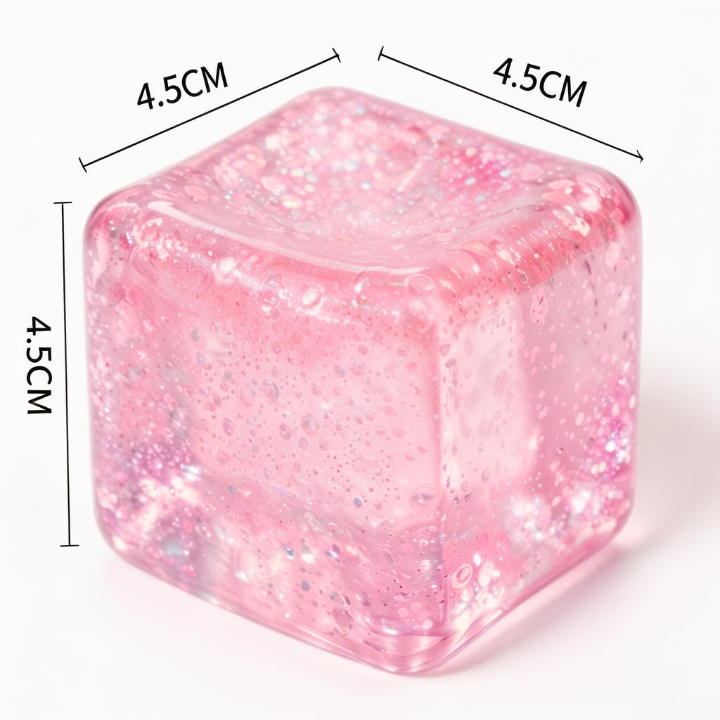 Eiswürfel-Quetschspielzeug in Flash-Würfel-Form mit schwebendem Glitzer, weiche Textur, toll für den Schreibtisch, persönliches Geschenk oder Weihnachtsgeschenk