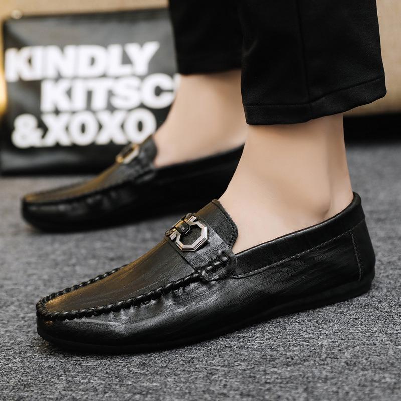 Men's Summer New Soft-soled Breathable Men's Casual Leather Shoes Doudou Shoes Driving Shoes