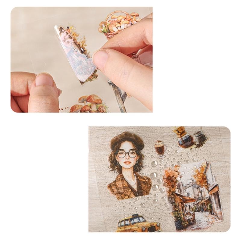 Seasonal Flower PET Sticker Aesthetic Sticker for Scrapbooking Notebook Journal Water Bottle Laptop Skateboard Packaging