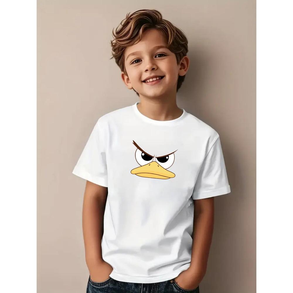 Summer Baby Clothing, Girls' Casual Printed T-shirt, Children's Fashionable Round Neck Short Sleeved Top