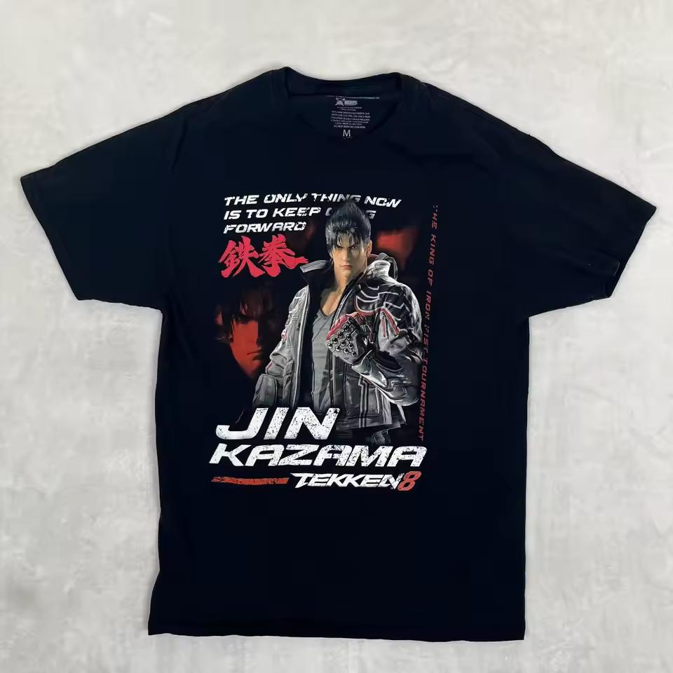 Men Jin Kazama Tekken 8 Tshirt Vintage Fighting Game Cotton Casual Gamer Short Sleeve Tee