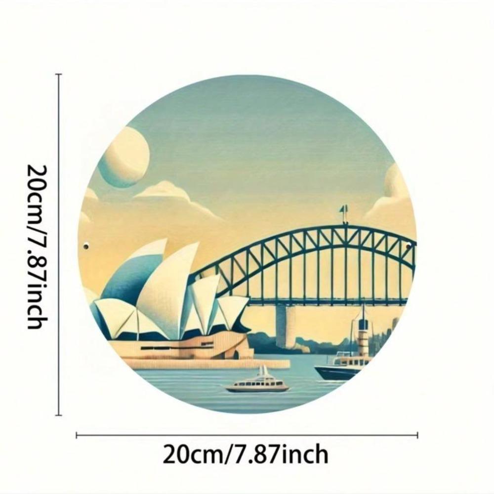 Vintage Metal Tin Sign Sydney Opera House Harbour Bridge Wall Art Decor