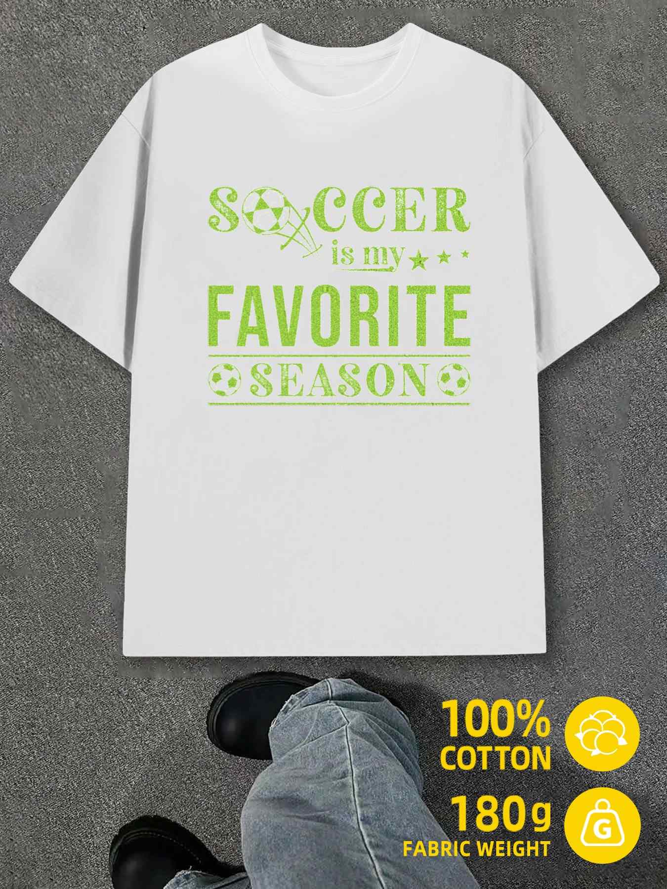 Men s T-Shirt Y2K Soccer Season Favorite T-Shirts White S