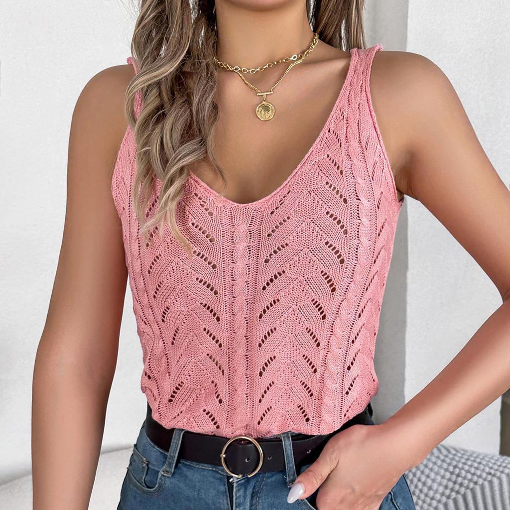 Tees Neck Sleeveless Women V Solid Color T Shirt Ladies Tee Shirt Street Knitwear Wear Top