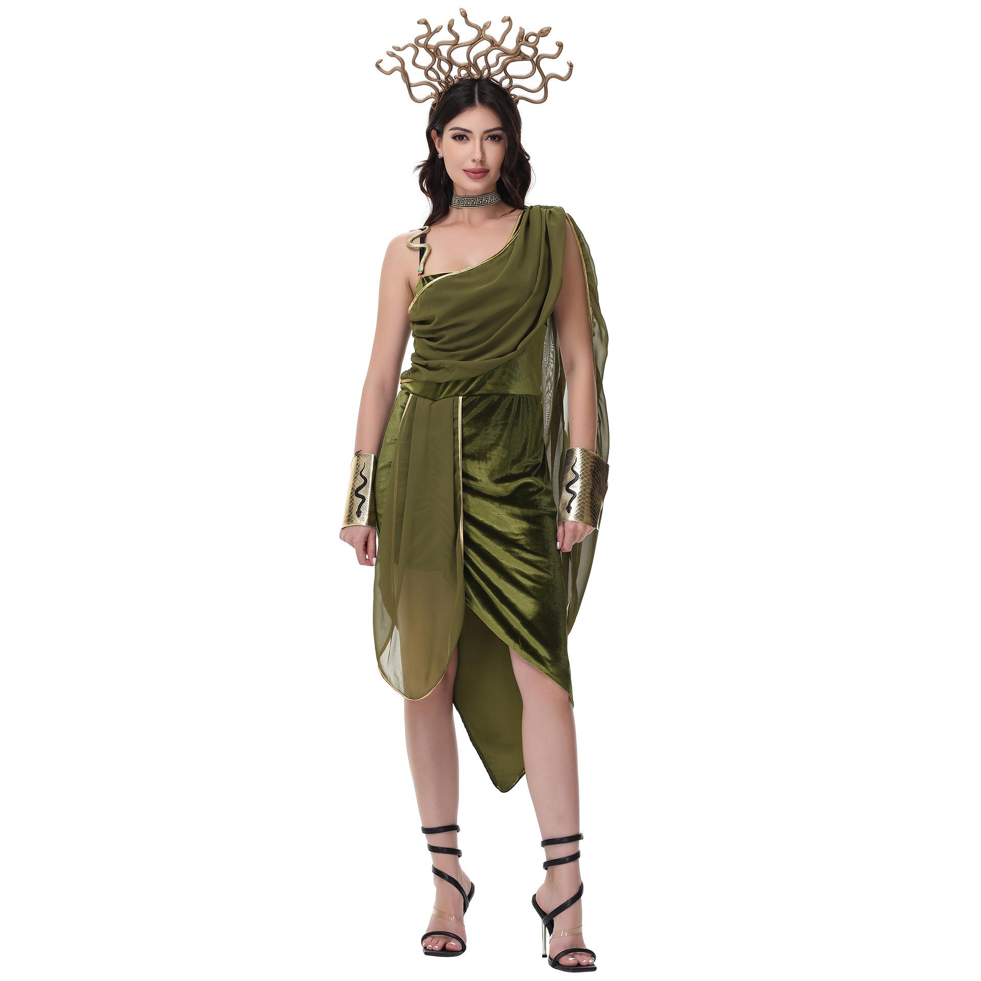 

Костюм древнеегипетской Медузы, греческой музы, королевы, костюм для римского представления, костюм на Хэллоуин M