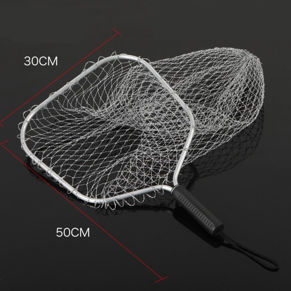 30cm Square Fishing Net Mesh Fishing Landing Net Alloy Material Fishing Catching Basket Anti-hook Large Capacity Portable