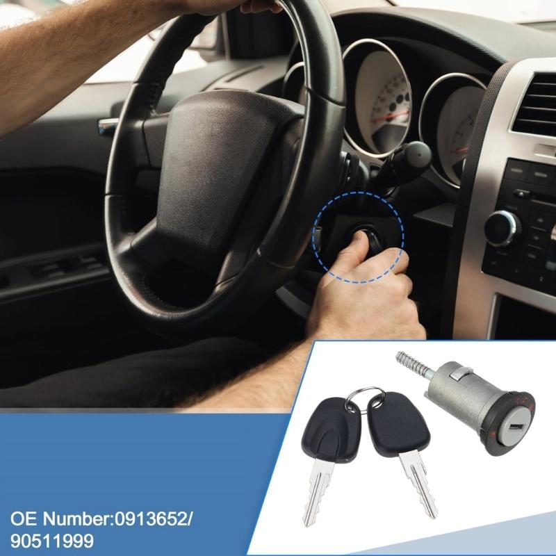 Car Ignition Switch Lock Cylinder Replacement Lock Cylinder with 2 Keys for Meriva A Auto Accessories 0914861 90511999