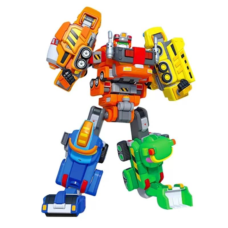 Newest Full Set ABS Mini Deformation Action Figures LUCKY Dinosaur Engineering Vehicle Toys Car for Kids