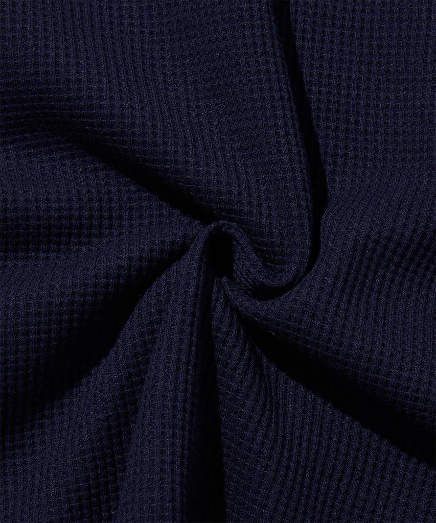 MADDEN Henley Neck Hb Waffle Hoodie Navy