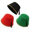 Breathable Moroccan Fez Hat Red Felt Turkish Tassel Cap Universal Tarboosh Fez for Cosplay Stage Party Cultural Festival
