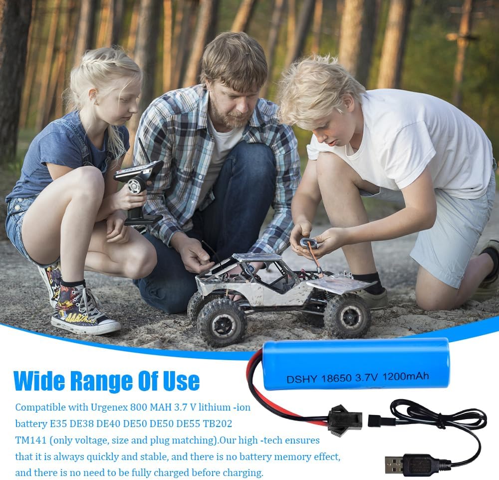 4 Piezas Batería Recargable Li-ion 3.7V 1200mAh con Conector SM-2P + Cable USB – Compatible con Coche RC DE45 DE42 1:14