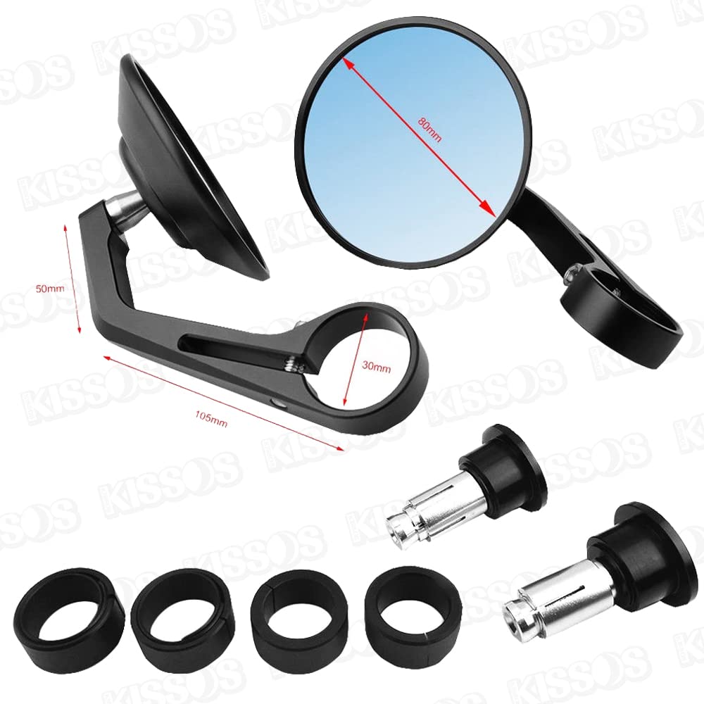 Bar End Motorcycle Bar Motorcycle CNC HONDA SUZUKI Left and Right Set X Mirrors, Mirrors, Ends, Universal, Round, Mirrors, Aluminum, YAMAHA, (Black