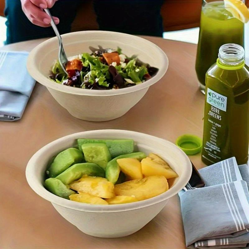 100pcs Disposable Paper Bowls, Leakproof Paper Dish Soup Ice Cream Salad Bowls Party Supplies, Disposable Natural Bowls, Soup Bowls,, Heat Resistant,