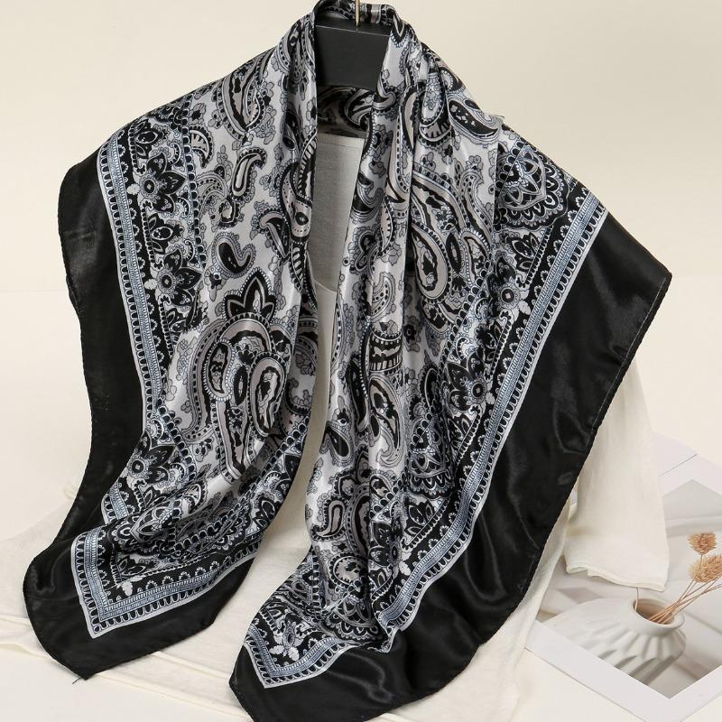 Spring and Autumn Simulation Silk Scarf Women's * CM Cashew Print Square Scarf Satin Scarf Waist Scarf Shawl