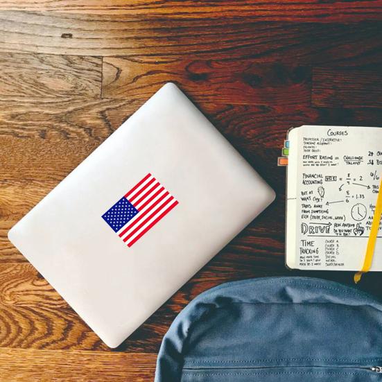 250 Stück/Rolle Aufkleber Amerikanische Flagge Blau Rot Weiß Gestreift Sternmuster USA Flaggenaufkleber Wetterfest Kupfer Selbstklebend Glänzend