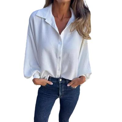 Women's Fall and Winter Long Sleeve Lapel Button Loose Shirt