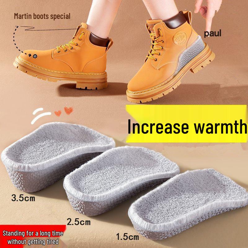 

7-точечные стельки для увеличения роста с флисом для тепла, поддержка свода стопы, конструкция полустельки, утолщенные для комфорта, идеально подходят для зимних ботинок и кроссовок. 2.5cm Height Increase