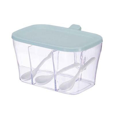 3-Gitter-Aufbewahrungsbox für Küchengewürze und Gewürze, transparent, für Salz und Zucker