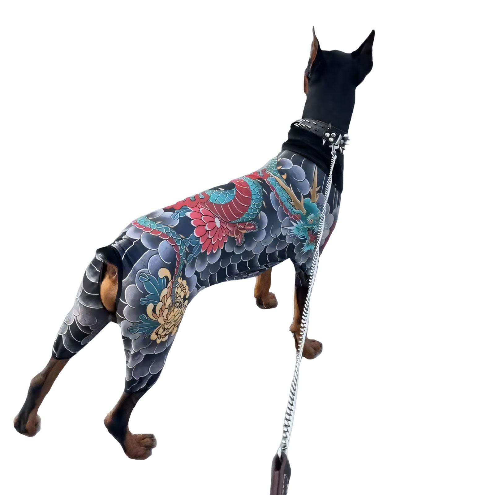 

Funny Animal Tattooed Apparel Pet Comfortable Fabric Dog Pet Tattooed Clothes Light weight for Parties and Walking M