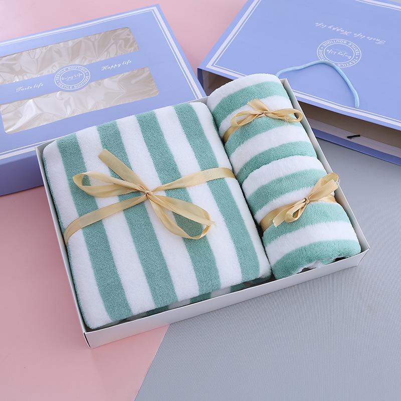 

Towel Gift Idea Box Event Random Gift Idea Engraved and Embroidered Lettering Opening Birthday Party Wedding Birthday Gift Idea 1 towel + 1 bath towel [gift box]