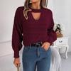 Fashion Solid Color Knitted Sweater for Women Autumn Winter O-neck Long Sleeved Sexy Hollow Pullover Sweaters Comfort Casual Top