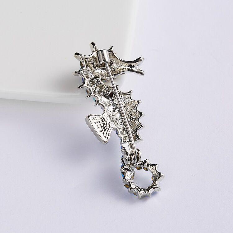 Animal Brooch Pin Alloy Water Drilling Seahorse Fashion Accessory For Women