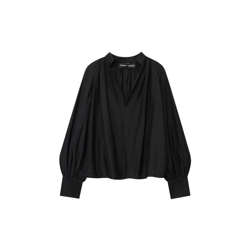 2025 Women's Versatile V-neck Lantern Sleeve Casual Pullover Top