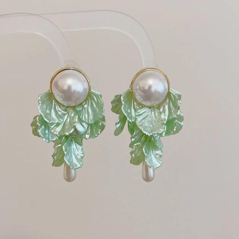 Exquisite Shell Imitation Pearl Drop Earrings Elegant Long Tassel Dangle Earrings For Women Wedding Party Ear Jewelry Gifts
