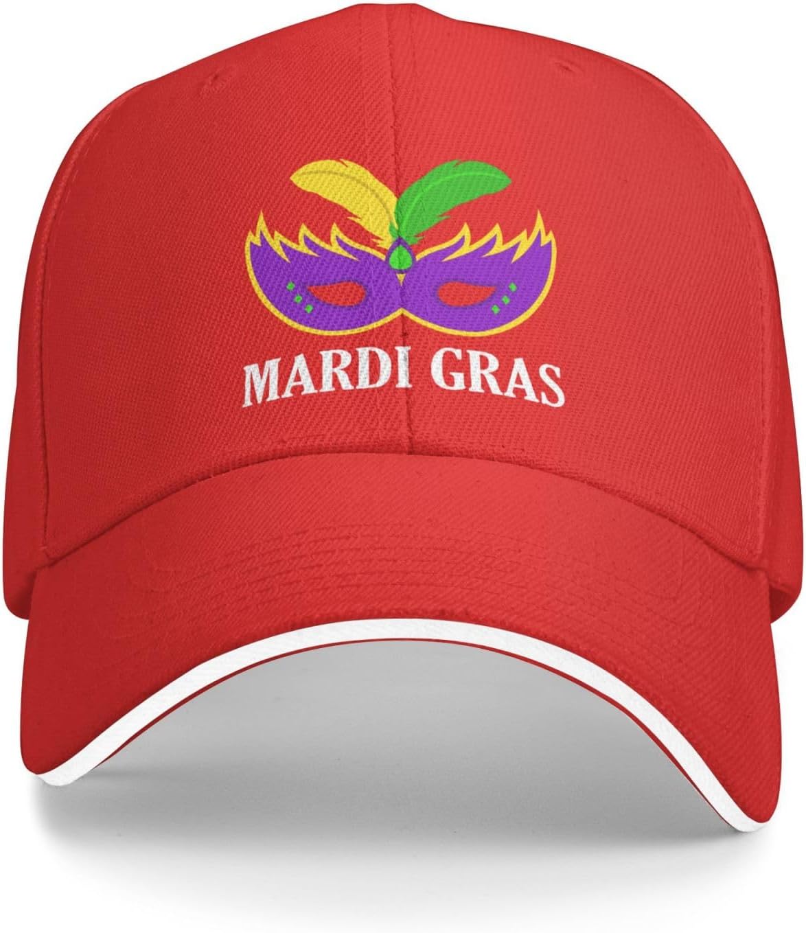 

Mardi Gras Mask Print Baseball Cap Polyester Adjustable Casual Sports Summer Hat for Men Women One Size