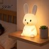 Dimmable Atmosphere Night Light Light, Silicone Touch with 30-Min Auto Timer, 7 Color Changing Multi RGB Rechargeable Kids Bedside Lamp, Cute