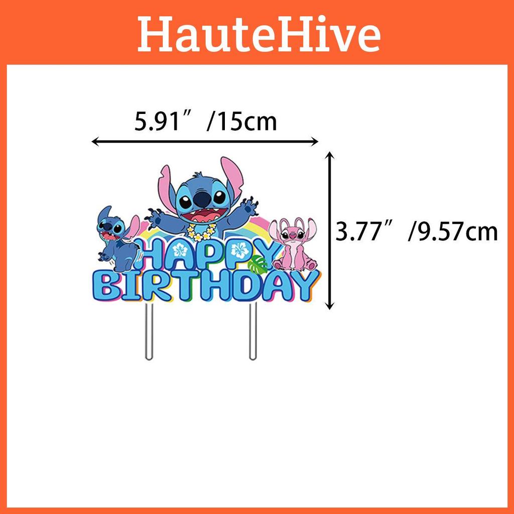 Stitch Birthday Theme Cake Inserts Set With Paper Decor For Events Celebration