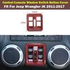 For Jeep Wrangler JK 11+ Center Console Window Lift Switch Cover Trim Red Carbon