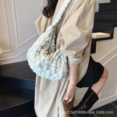 Largecapacity New Foreignstyle Bag, Soft Texture Casual Commuting Puff Cloud Pleated Shoulder Messenger Bag